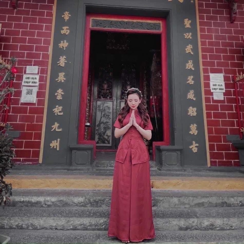 bộ đồ lam đi chùa sang trọng lịch sự