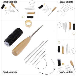 EasyCoagulate 1Set Leather Sewing Needles Stitching Awl Needle Thread Thimble Shoe Repair Tool