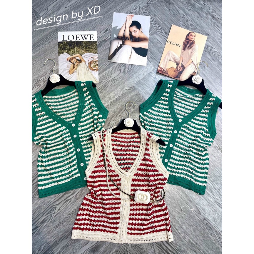 Áo len ba lỗ mongtoghi kẻ màu