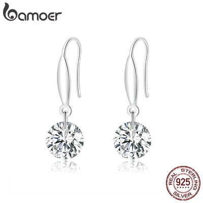 Bamoer Bông Tai bạc 925 Đính Đá Zircon Thời Trang bse212