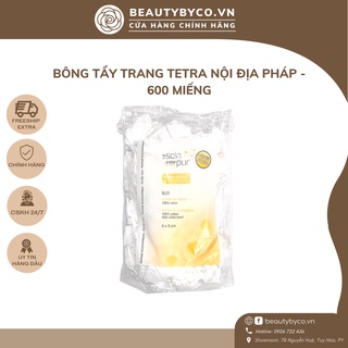 Bông tẩy trang Tetra 600 miếng le soin laretat pur 100% cotton mềm mịn, dai không vỡ