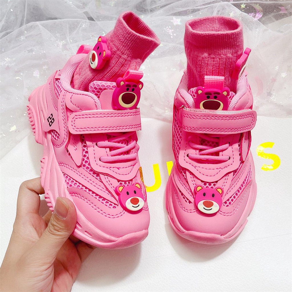 Giày Thể Thao Họa Tiết Gấu Hoạt Hình Thời Trang Xuân Thu Cho Bé Gái