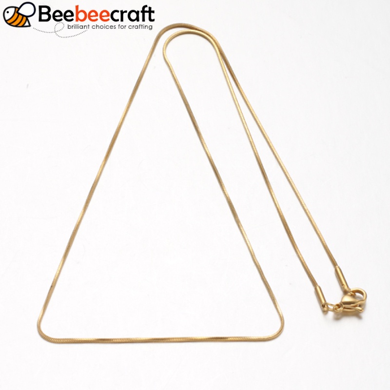 Bộ 1-10 Vòng cổ Bằng Thép Không Gỉ 304 Có Khóa Càng Cua Màu Vàng 45~46.5cm