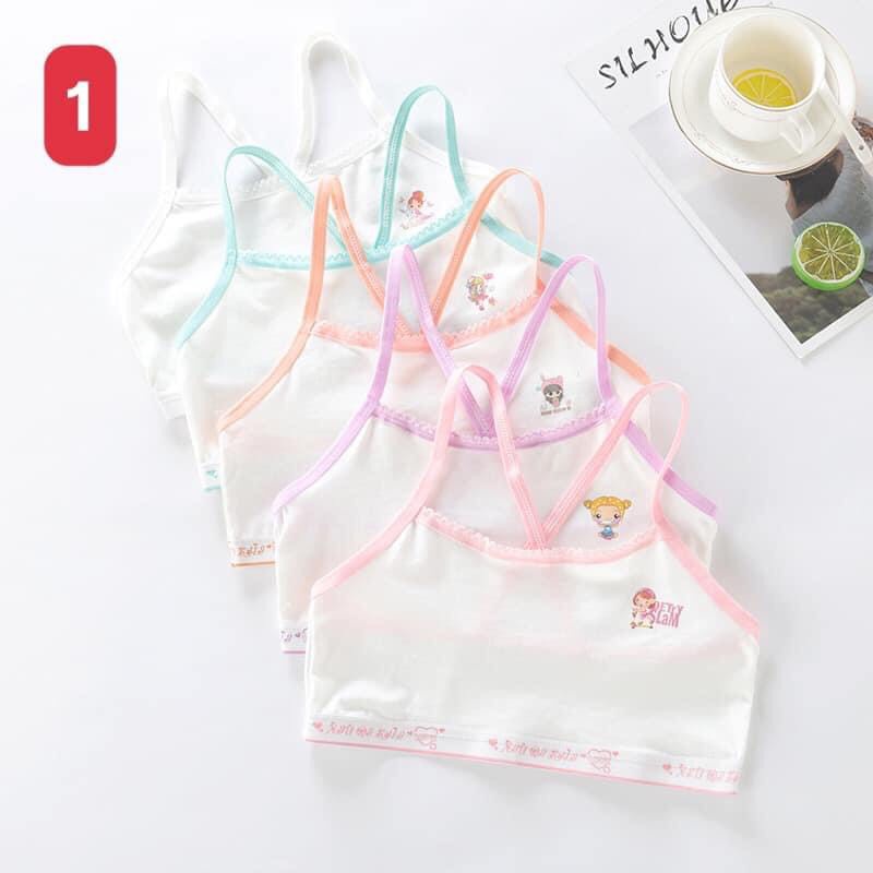 Áo lót lá học sinh cotton không đệm mút thoáng mát áo lót bé gái lớn chất cotton viền ren - AL4