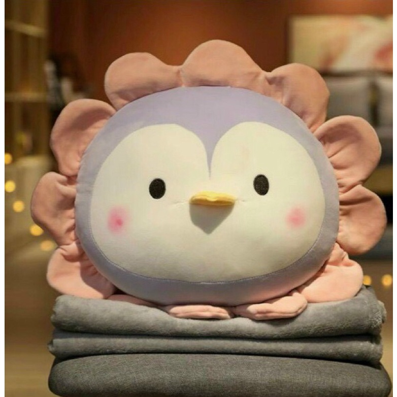 Chăn gối gấu bông hình thú cho bé, bộ chăn gối văn phòng hình thú nhồi bông nhiều mẫu