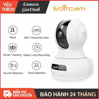 Camera Wifi Ebitcam E3 1080p Chính Hãng - Xoay 360, đàm thoại 2 chiều, lưu trữ siêu dài - bảo hành 24 tháng