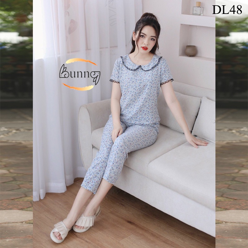 [Bunny]ĐỒ BỘ NỮ MẶC NHÀ TAY CỘC VIỀN ZEN CHẤT LIỆU LỤA, MẶC NHÀ SAU SINH HỌA TIẾT XINH FOM DÁNG ĐẸP