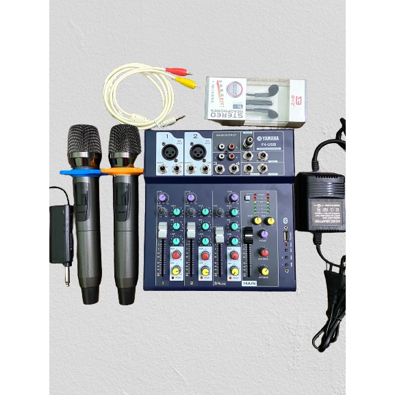 Trọn Bộ Mixer F4 USB Yamaha Kết Hợp Mic Không Dây Zansong V28