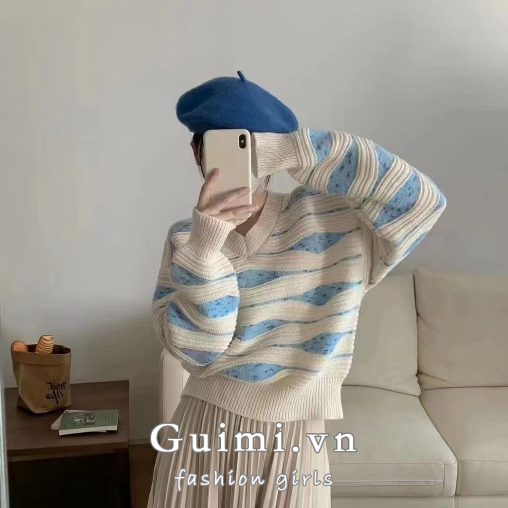 Áo Thun Tay Dài Sọc Ngang Thời Trang Thu Đông Mới