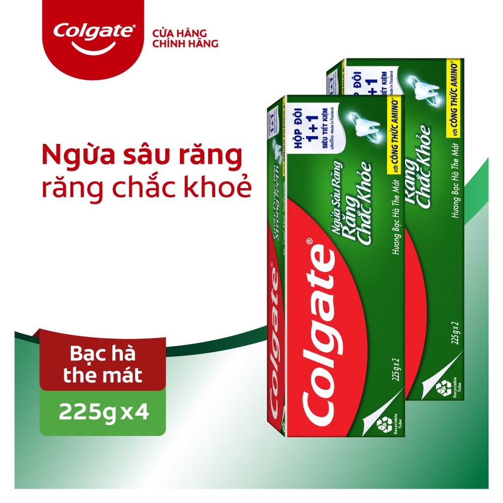 Bộ 2 Hộp đôi Kem đánh răng Colgate ngừa sâu răng tối đa 225gx2