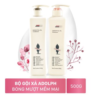 Bộ Gội Xả: Dầu Gội và Dầu Xả Mềm Mượt Tóc 500ml Adolph Nhập Khẩu Chính Hãng