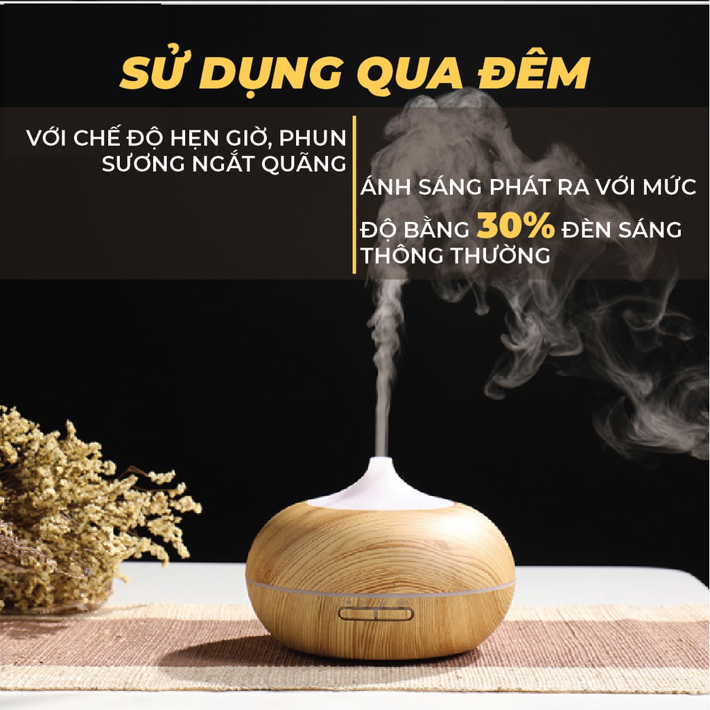 Máy khuếch tán tinh dầu 24Care hình bí ngô màu vàng công suất 10W dung tích 500ml có chế độ hẹn giờ