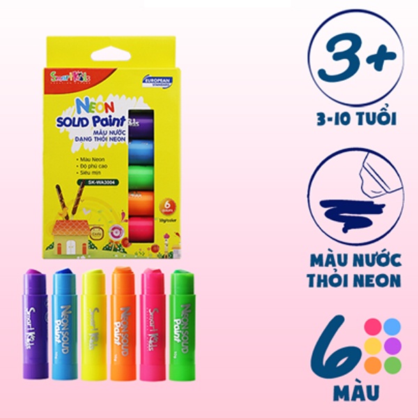 Màu Nước Dạng Thỏi Neon SK-WA3004 - 6 Màu - 8935276423128