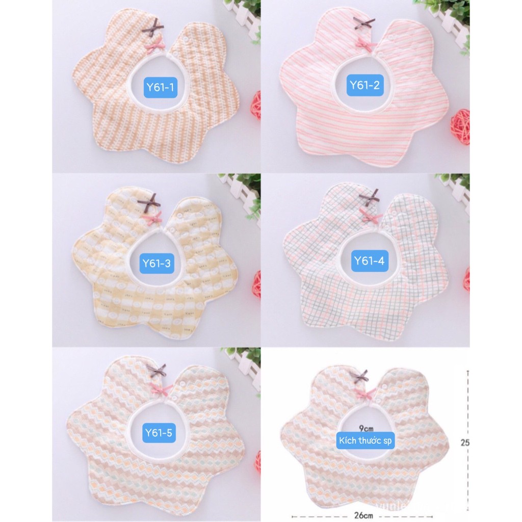 Yếm nơ tròn xoay 360 độ chất liệu cotton siêu mềm mịn thấm hút tốt có cúc bấm phía sau cho bé - 𝐘𝟔𝟏