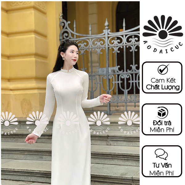 Áo dài học sinh , áo dài trắng hai tà, tay dài, cổ truyền thống 2cm, lụa mềm mịn