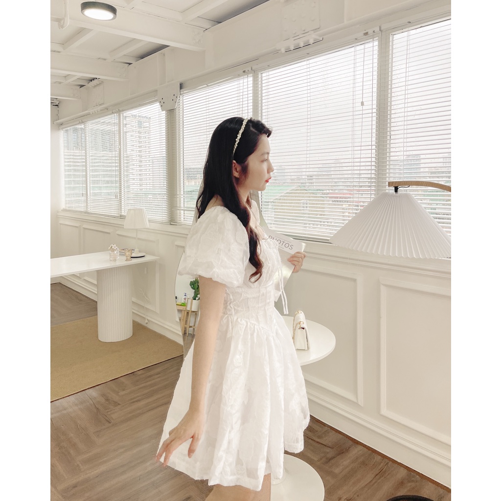 Váy hoa xoè bồng dáng ngắn hàng thiết kế