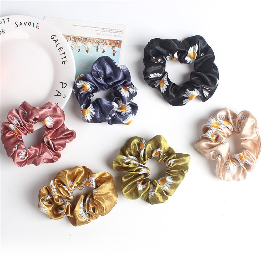 Dây Cột Tóc Cao Su Co Giãn In Hình Hoa Cúc Nhiều Màu Thời Trang Cho Nữ