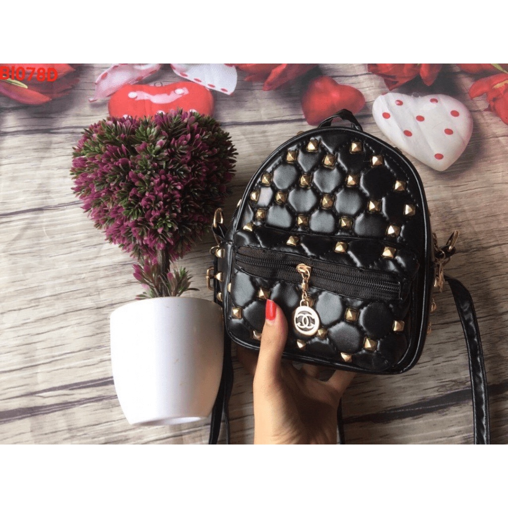 Balo tán đinh mini  -Balo đinh mini balo dinh đen balo thời trang nữ