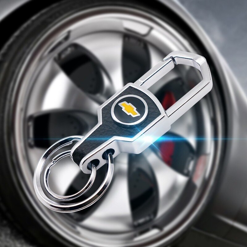 Móc khóa da kim loại hình logo cho xe Chevrolet Cruze Spark Aveo Captiva Trailblazer Colorado Orlando