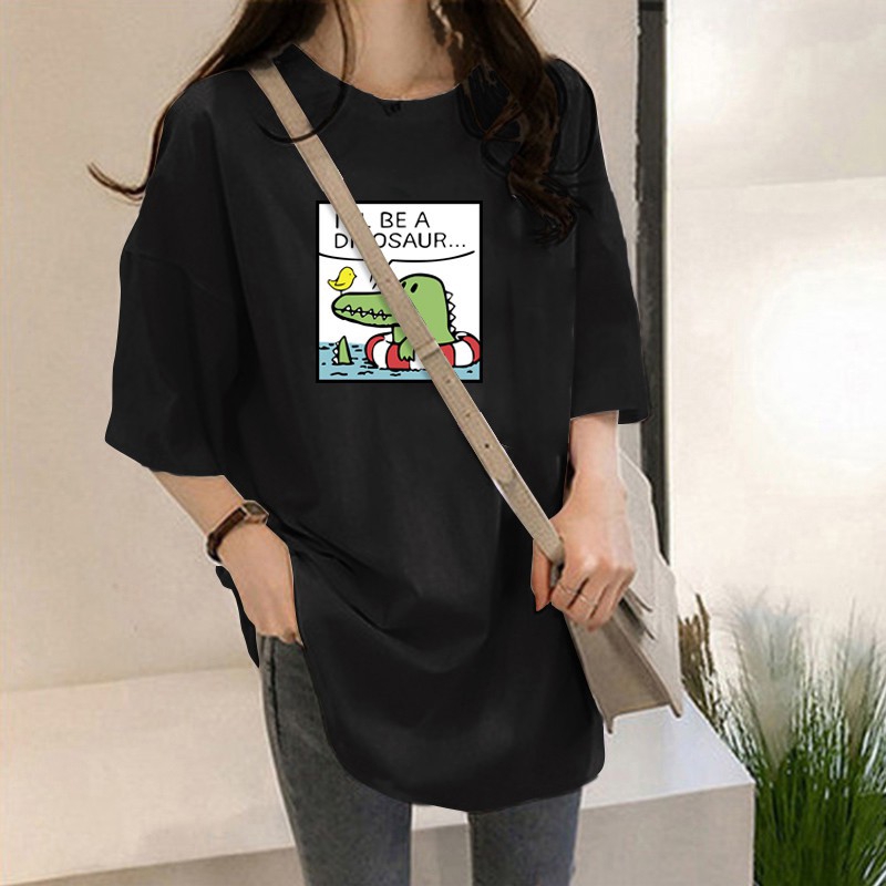 NRVP Áo thun nữ tay ngắn dáng rộng họa tiết thời trang