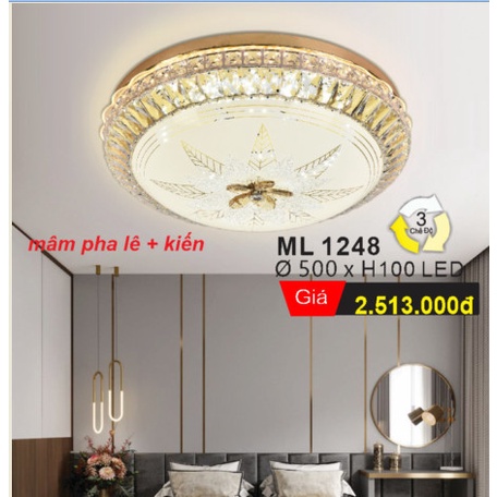 Đèn Mâm Ốp Trần Pha Lê -Thủy tinh, Đèn Trang Trí Phòng Khách/Phòng Ngủ Sang Trọng