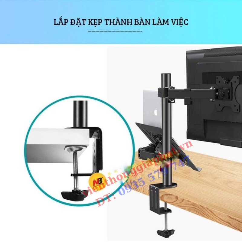 M077_Giá Đỡ 2 Màn Hình Máy Tính _Mẩu Mới Đa Năng Nhiều Chế Độ Dùng Cho Màn Từ 10 - 32 ich_ Cao cấp hơn M074, M052