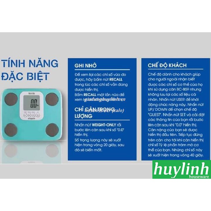 Cân sức khỏe và phân tích cơ thể Tanita BC859 - Nhật Bản