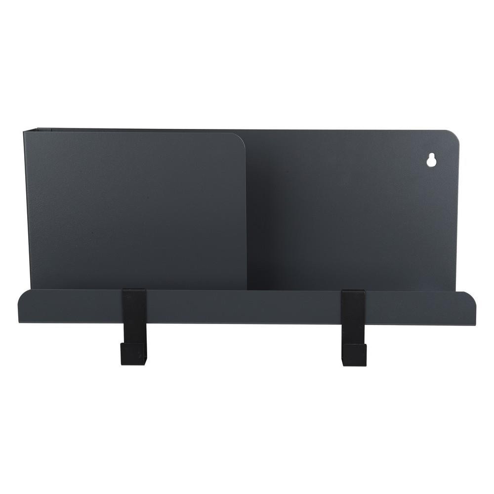 HomeBase STACKO kệ sắt treo tường 2 móc treo Thái Lan W40xD10xH16CM Xám