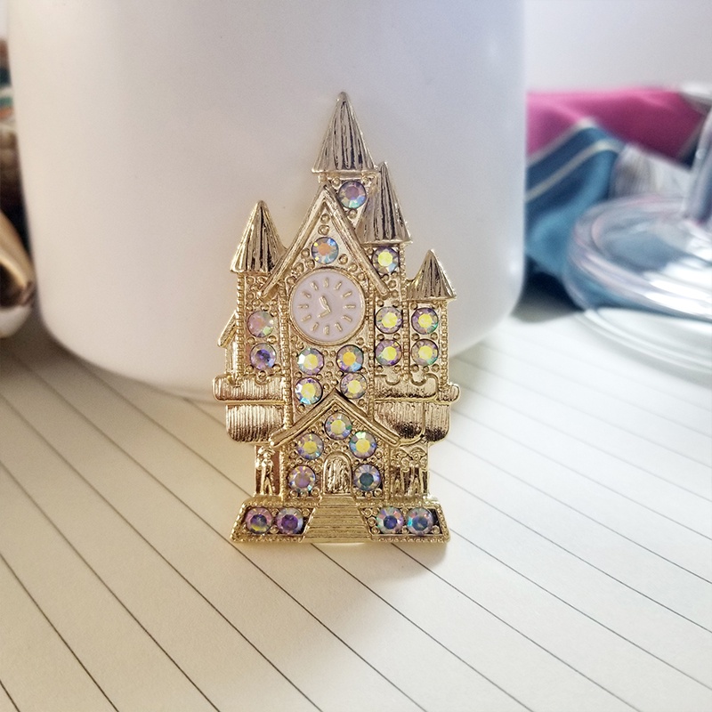 Ghim cài áo hình tòa lâu đài đính đá thời trang cho nữ