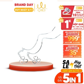 Bông tai bạc QMJ Cỏ may mắn dáng dài phong cách Hàn Quốc Q093