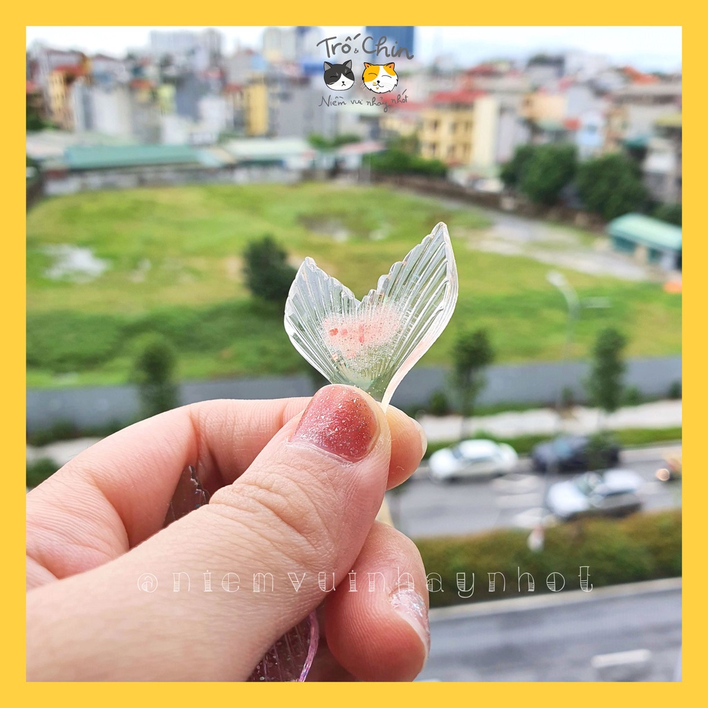 Charm Đuôi cá nhũ lấp lánh bằng nhựa acryli (hỗ trợ nối xích làm key ring, phone ring...)