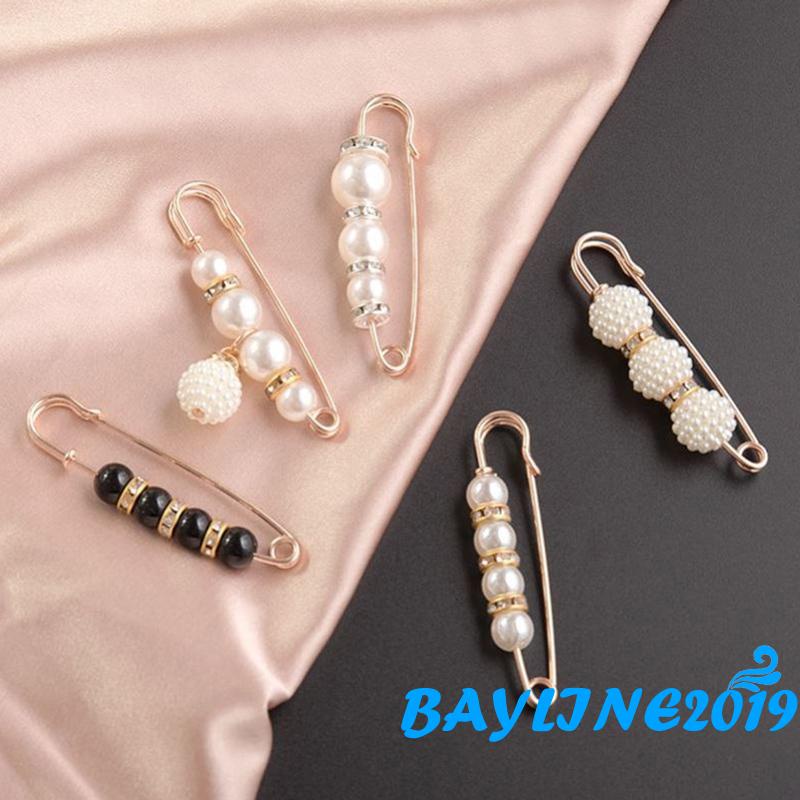 Bộ Ghim Cài Áo/Áo Khoác Cardigan/Quần Dài Đính Ngọc Trai Nhân Tạo Xinh Xắn