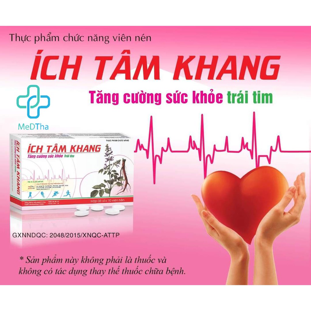 Ích Tâm Khang - Hỗ trợ Tăng cường Sức Khỏe Tim Mạch, Giảm Triệu Chứng Suy Tim, Khó Thở, Phù (Hộp 30 viên) [Chính Hãng]