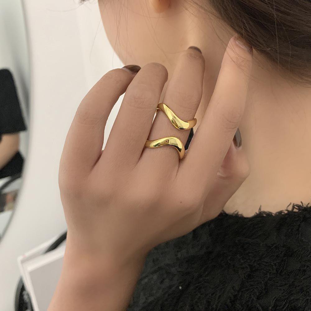 Nhẫn Mở Hai Vòng Kiểu Cách Cá Tính Có Thể Điều Chỉnh Cho Nữ