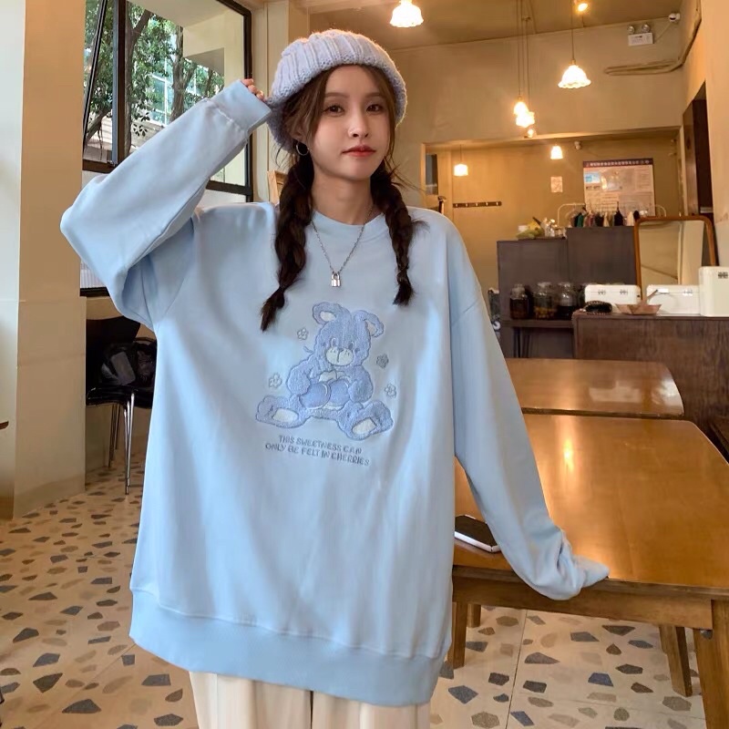 Áo sweater Nam Nữ form rộng, hình thêu, Chất Nỉ da cá dày dặn- Hàng QC | BigBuy360 - bigbuy360.vn