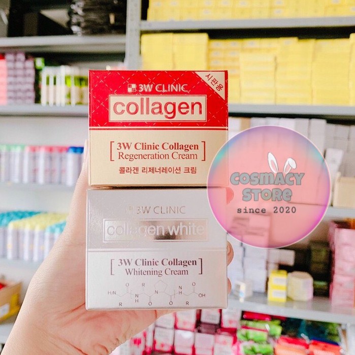 Kem Mặt 3W Clinic Collagen + Whitening Cream ( Đỏ + Trắng ) 60ml