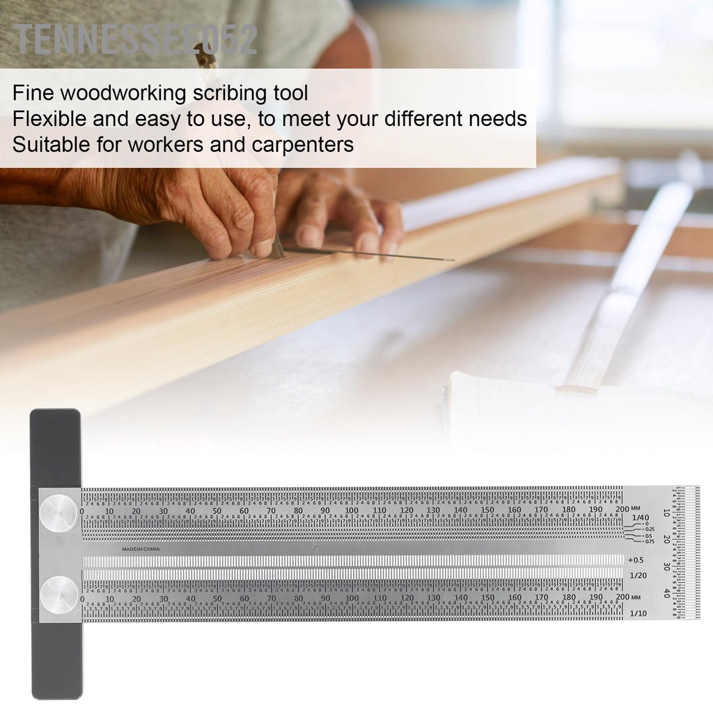 Hàng Sẵn Thước đánh dấu đục lỗ dạng chữ T chuyên nghiệp tiện dụng dành cho thợ mộc【Tennessee052】