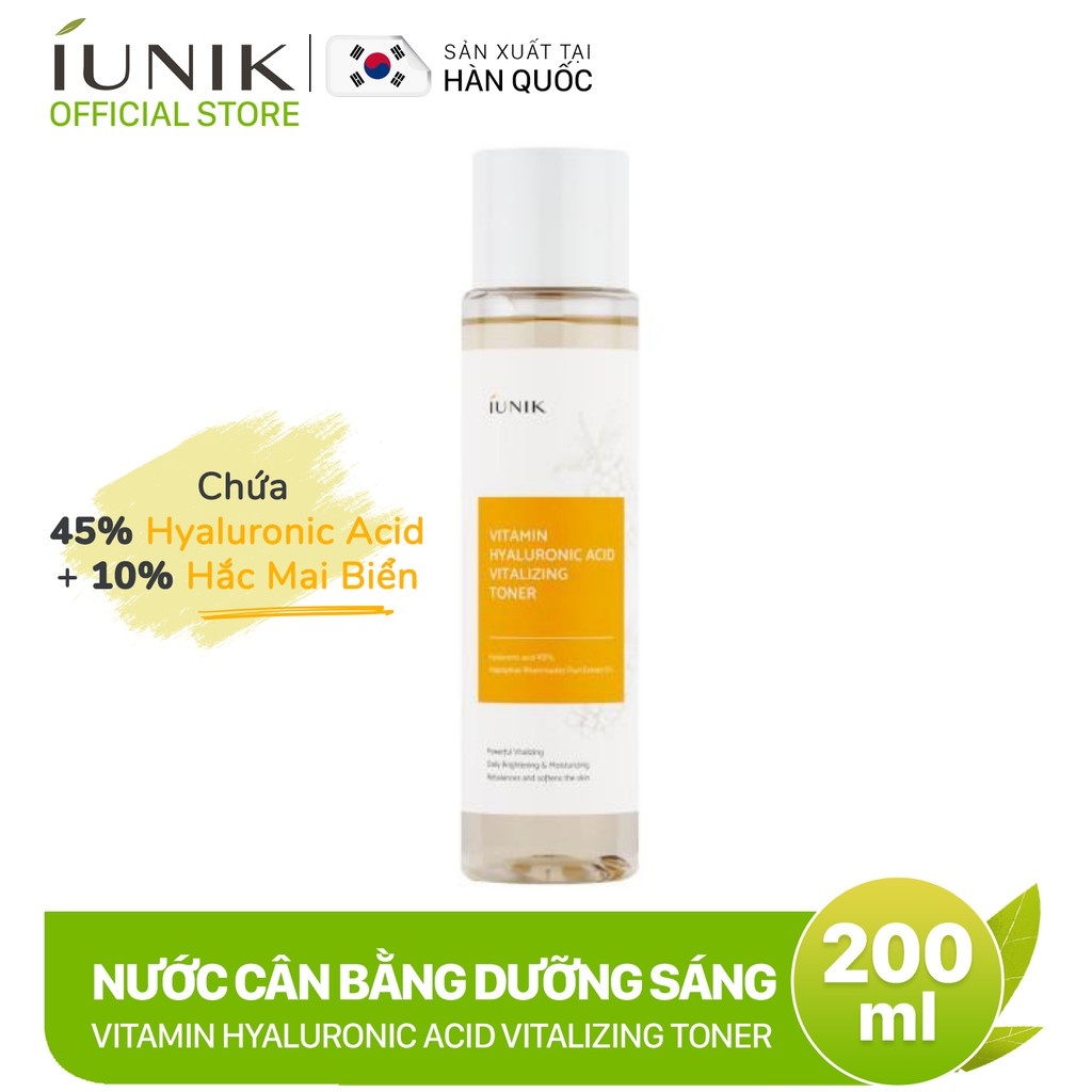 [Nhập mã LTNP50 giảm 10%] Nước cân bằng dưỡng sáng và đều màu da IUNIK Vitamin Hyaluronic Acid Vitalizing Toner 200ml