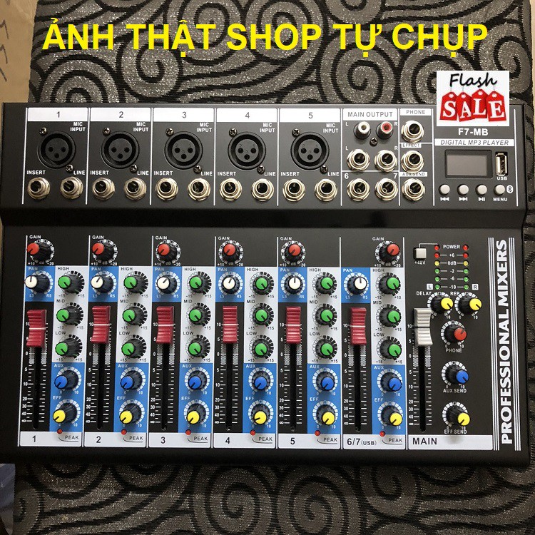 Mixer F7-MB - USB Bluetooth, Tặng Jack 6 Ly Ra 3.5 - Chuyên Hát Karaoke Livestream Không Có Đối Thủ