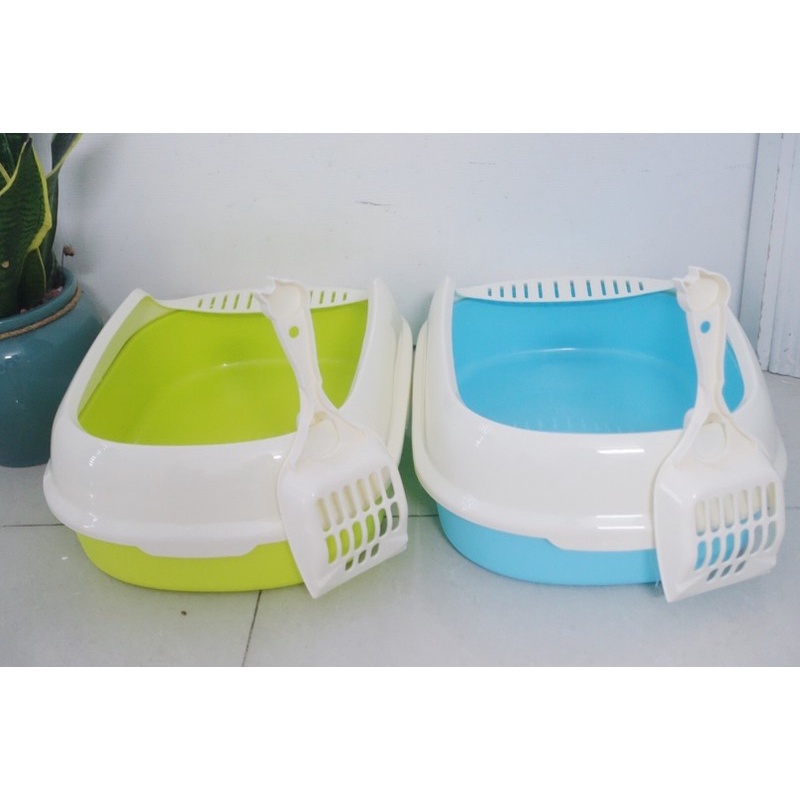 HCM- Chậu Đi Vệ Sinh hình chữ nhật nhỏ Chậu Đựng Cát Hộp Đựng Cát mèo - tặng kèm xẻng