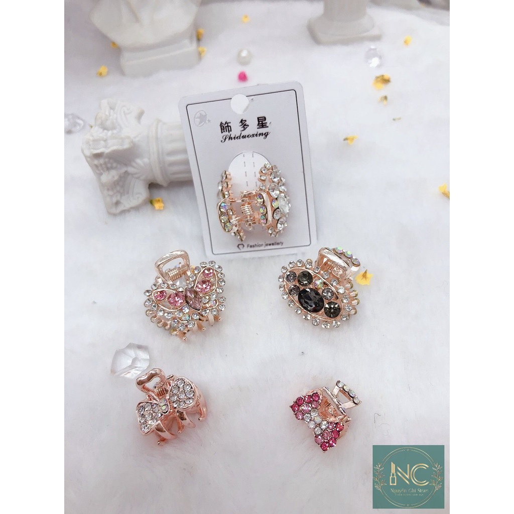 Kẹp tóc càng cua Mini đính đá pha lê phong cách mới