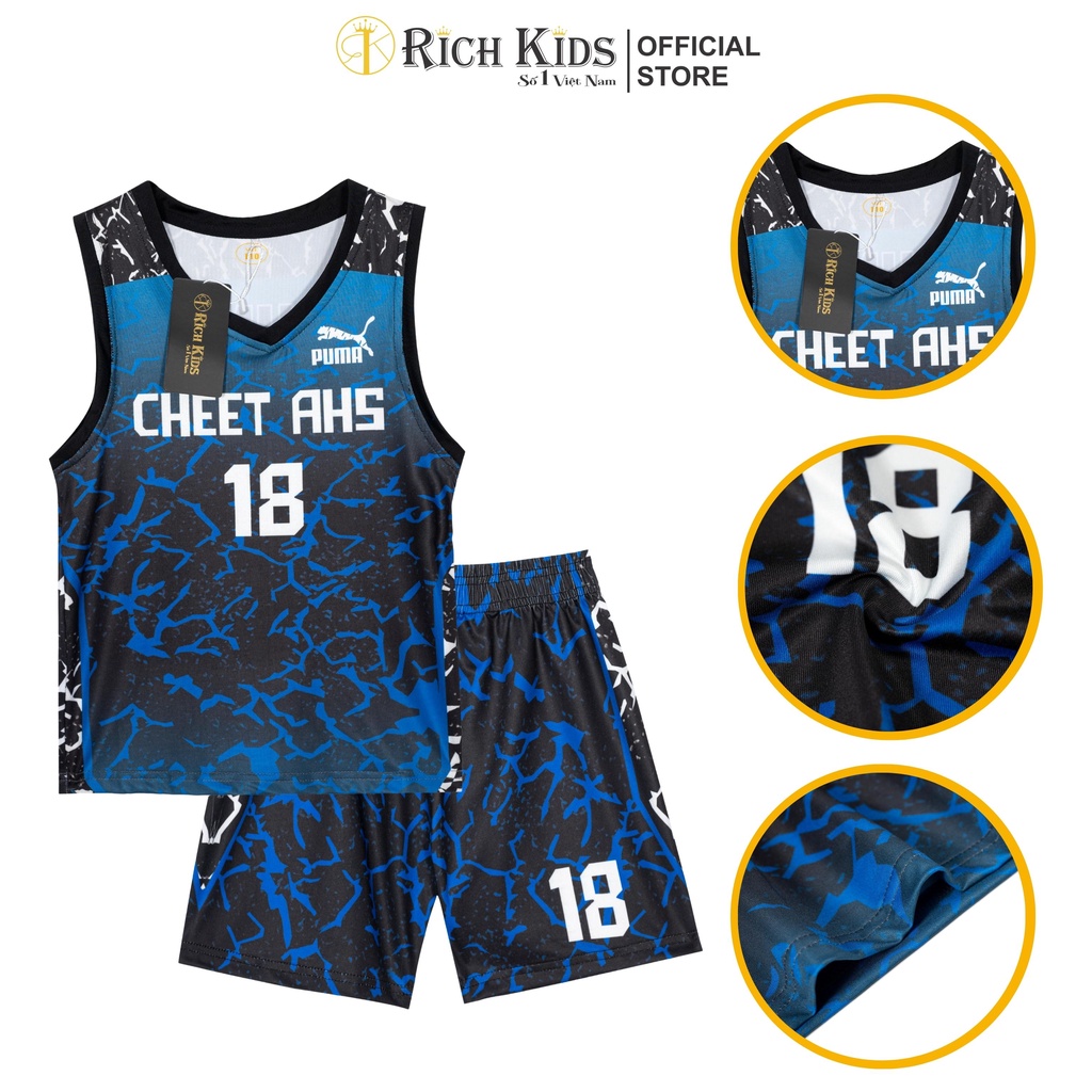 Sale !!! Bộ Ba Lỗ Hàng Bóng Rổ RICH KIDS Thông Hơi Cho Bé (10-48kg)