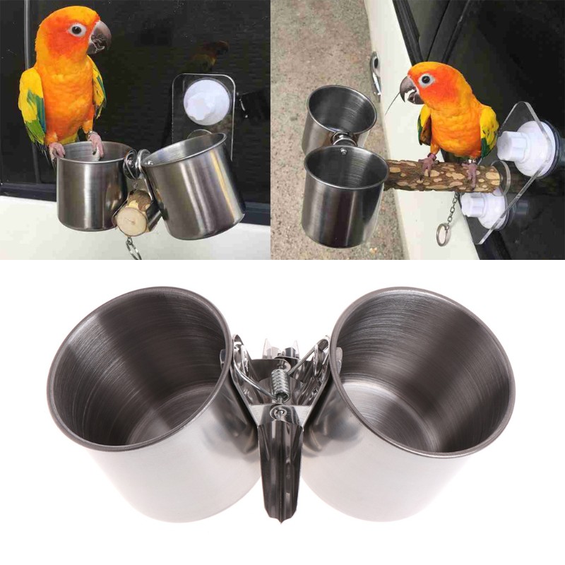 Cốc Đựng Thức Ăn Cho Vẹt Bằng Thép Không Gỉ