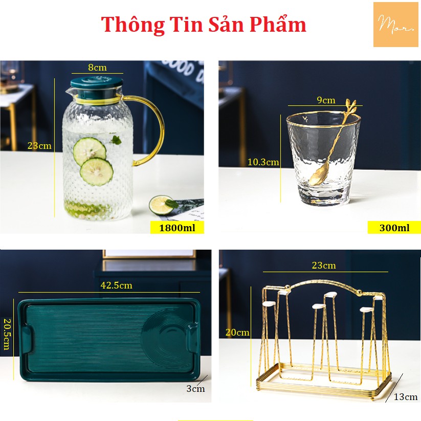 Bộ bình nước thủy tinh - 1.8L