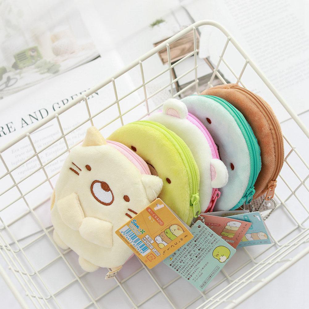 Ví vải lông mềm Sumikko Gurashi đựng tiền xu dây cáp USB mini phối khóa kéo treo mặt phụ kiện hoạt hình Nhật Bản
