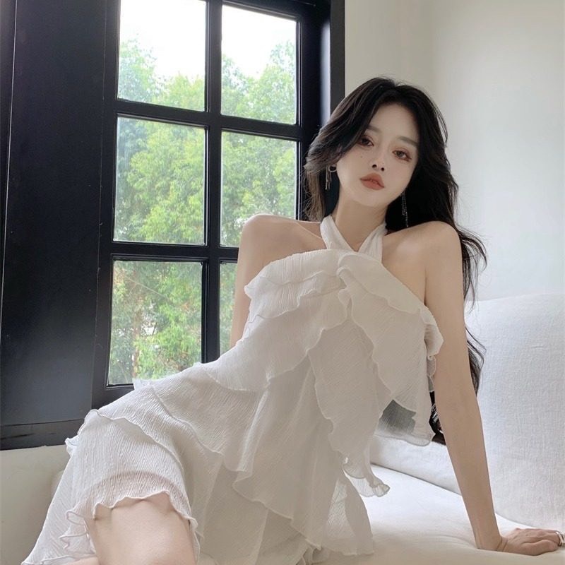 Đầm nữ cổ yếm dáng ôm xòe tầng mini Emilyshop