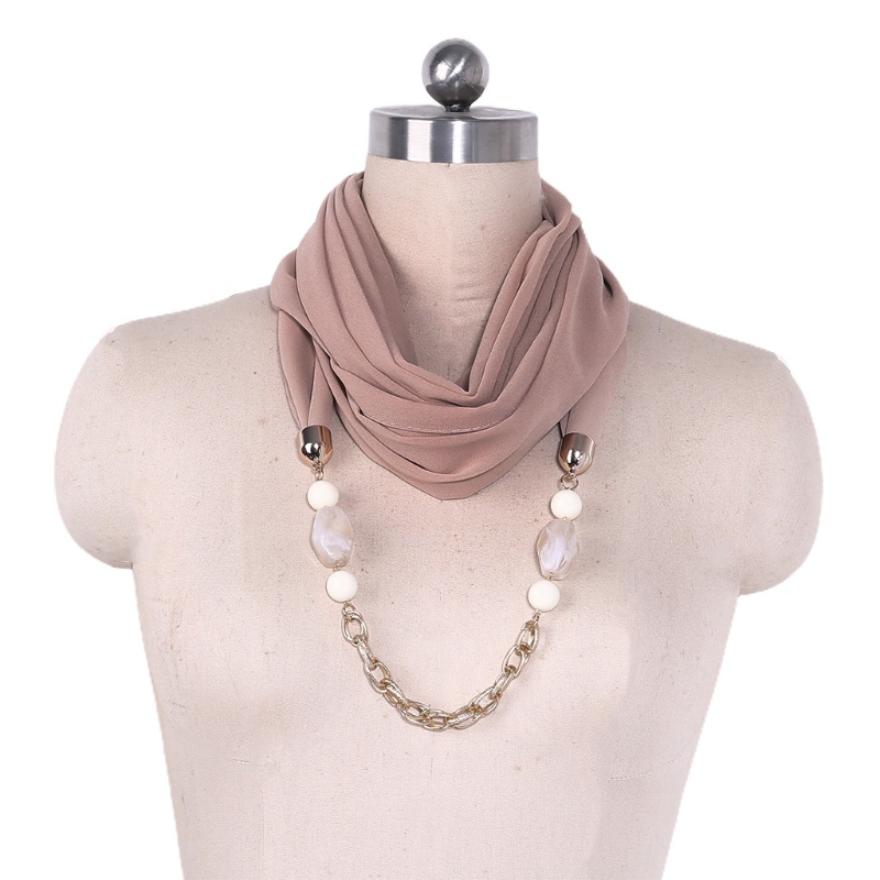 Khăn Choàng Cổ Chiffon Phối Mặt Vòng cổ Kiểu Cổ Điển Cho Nữ
