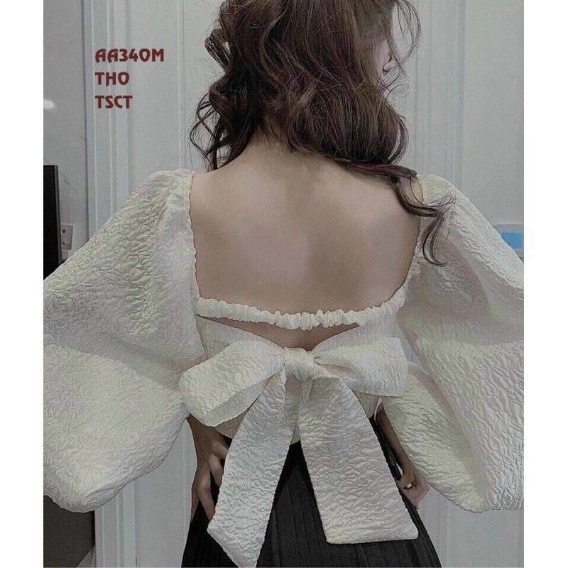 Áo croptop xốp cột lưng nơ A5066