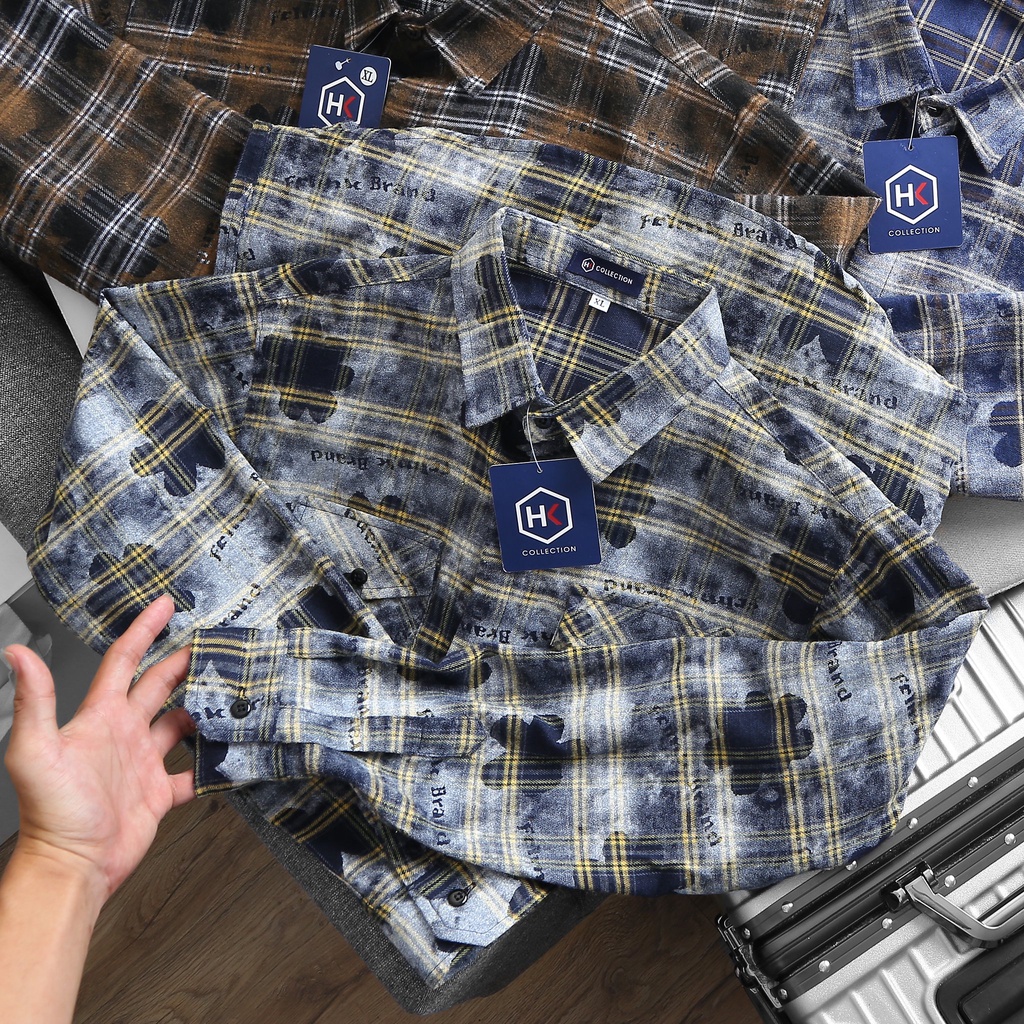 Áo sơ mi nam dài tay họa tiết caro loang siêu xịn vải cotton co giãn, trẻ trung năng động VBSHOP029