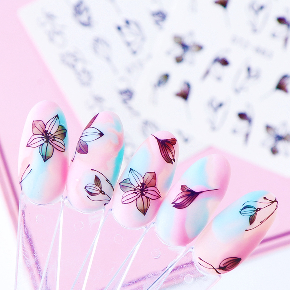 Miếng dán trang trí móng nghệ thuật hình hoa và bướm xinh xắn